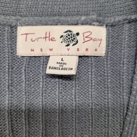 Turtle Bay NY Men's Gray Sweater Vest Sz L Grandpa Sleeveless Cardigan w/Pockets - Picture 5 of 6